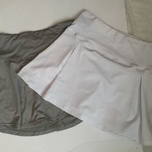 Women’s Golf/Pickleball Skorts, White and Gray, Size Small & Medium, Lot of 2